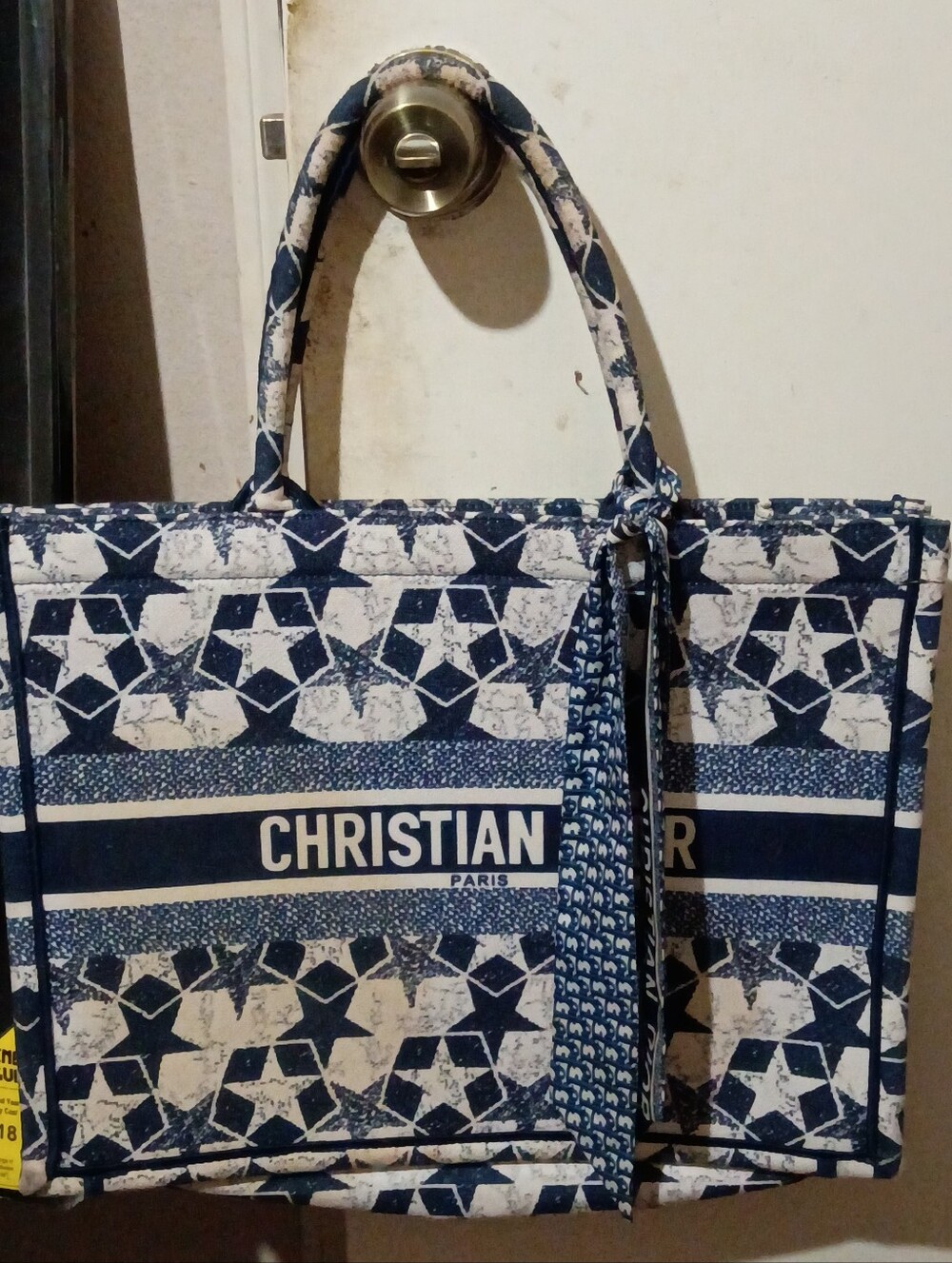 Christian Dior Tote Bag Book Etoile Canvas Navy Total Pattern Used